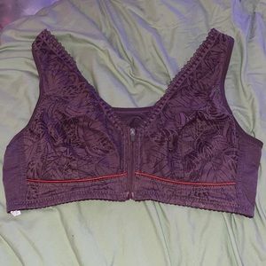 Purple zip up sports bra